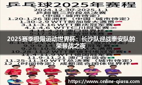 2025赛季极限运动世界杯：长沙队迎战泰安队的荣誉战之夜